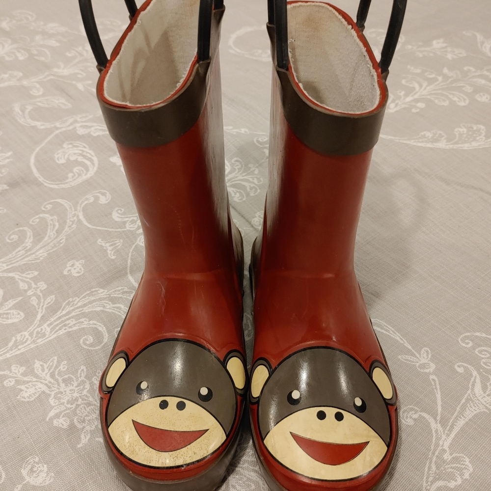 Boys Monkey Rain Boots size 9/10